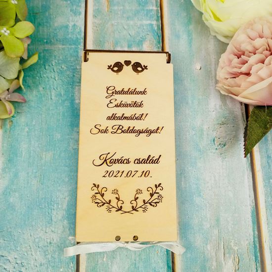 Pénzátadó doboz esküvőre egyedi felirattal