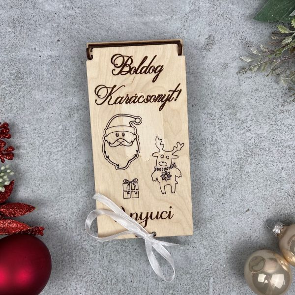 Pénztartó doboz fából karácsonyra
