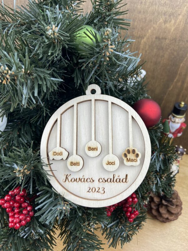 Családi dísz kiskedvencek neveivel