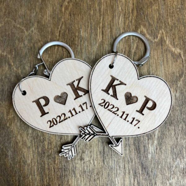 Szív alakú kulcstartó monogramokkal és dátummal - Image 3